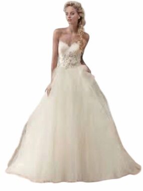 Maggie Sottero Aracella Wedding Gown Bridal Dress 12 Ivory Lace Tulle Beading